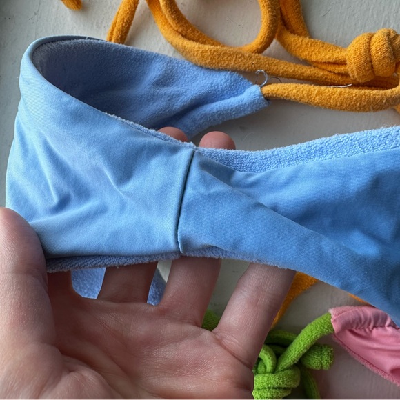 ~Frankies Bikinis Tia Terry Ribbed Tie Thong Bikini Bottoms Large~ - Picture 6 of 6